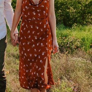 Midi slit dress burnt orange Endless Blu Apricot Lane size S